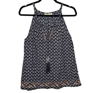 SOLITAIRE ◇ Boho Cami, Beaded Ties, Embroided Edge, Lightweight ◇ Medium ◇ EUC